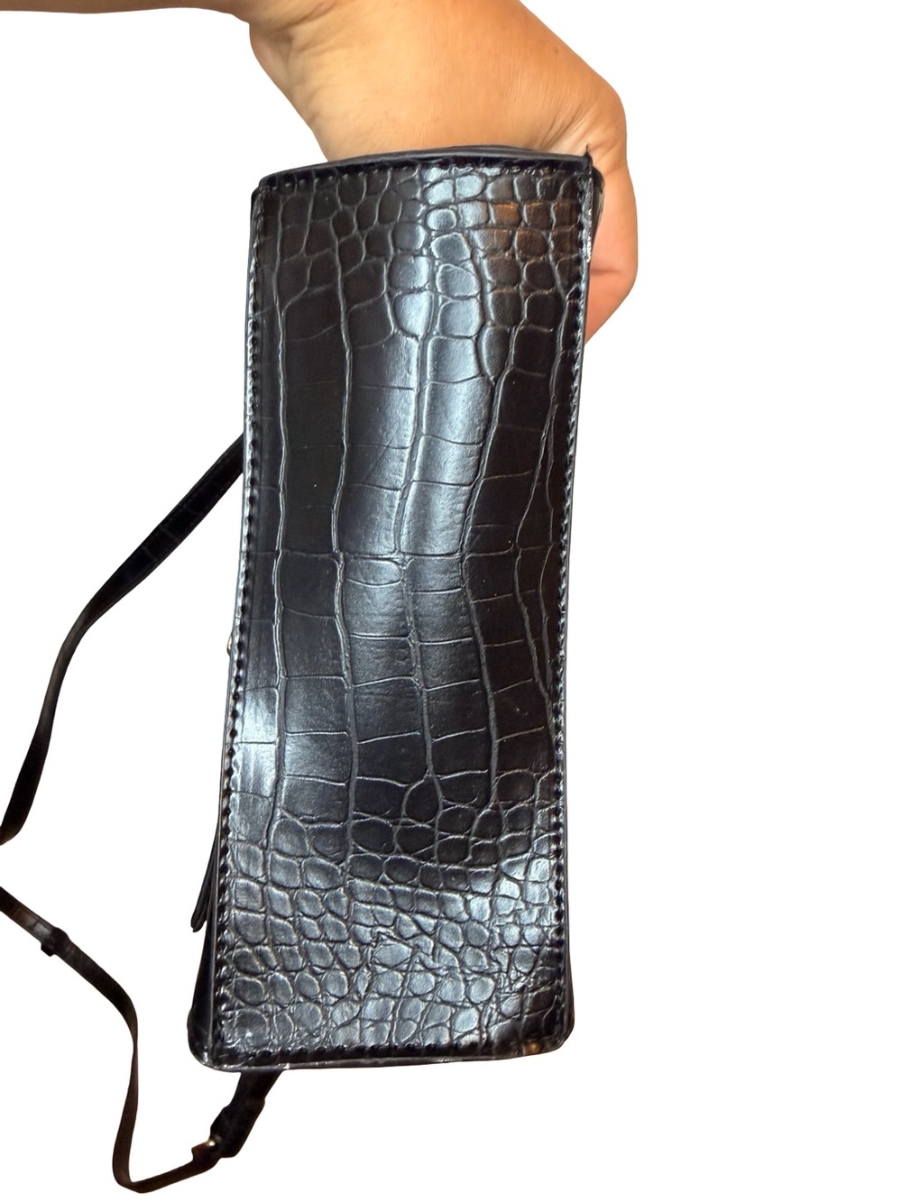 Forever 21 Black Croc-Embossed Mini Top-Handle Crossbody - Picture 5 of 5